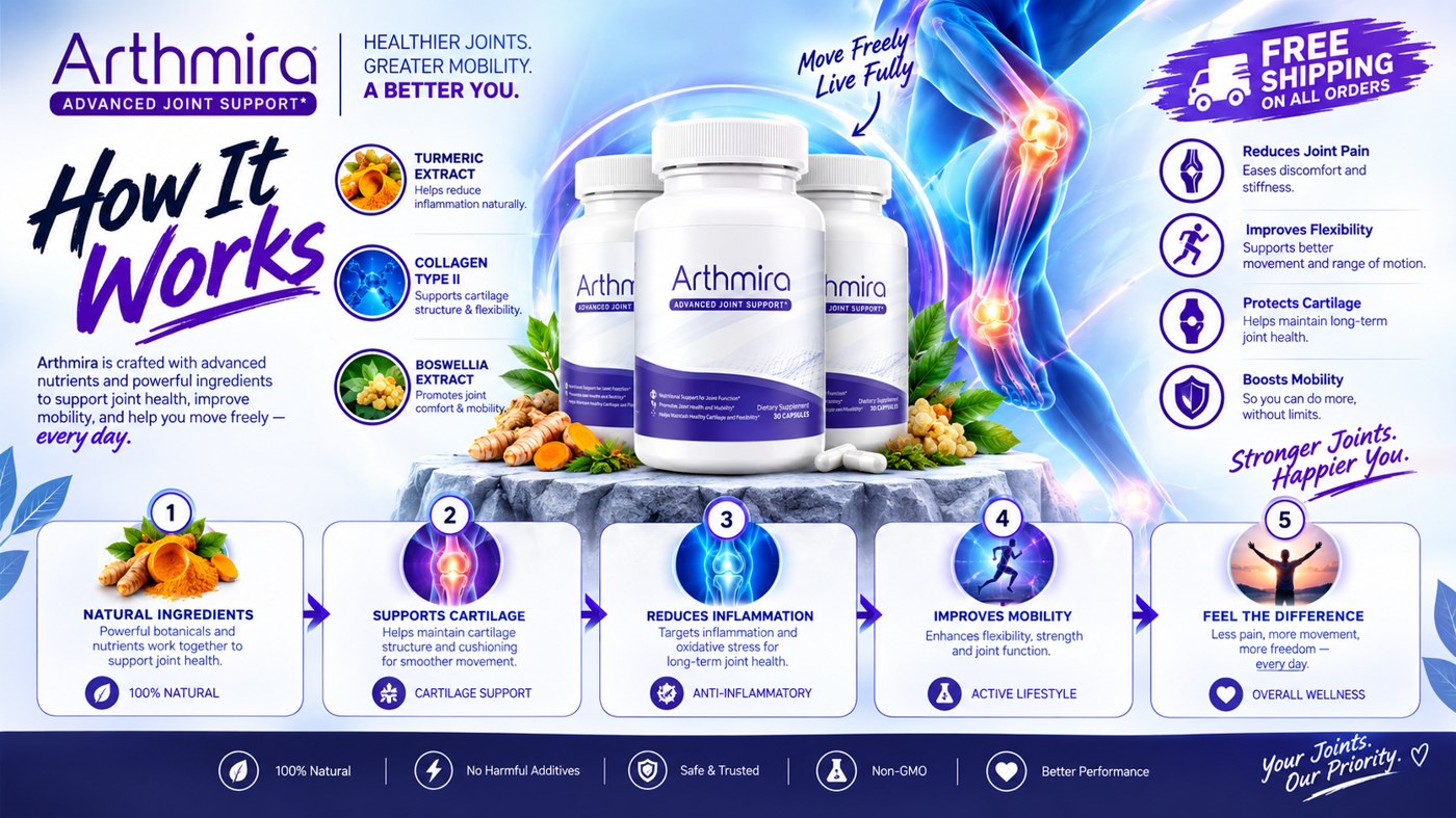 Arthmira five-step how it works process, from natural ingredients to feeling the difference